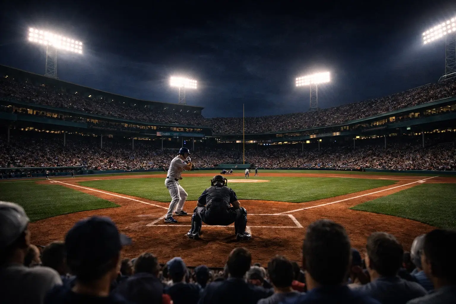 Honkbalwedstrijd live in het stadion: spanning op het veld tijdens een cruciale inning